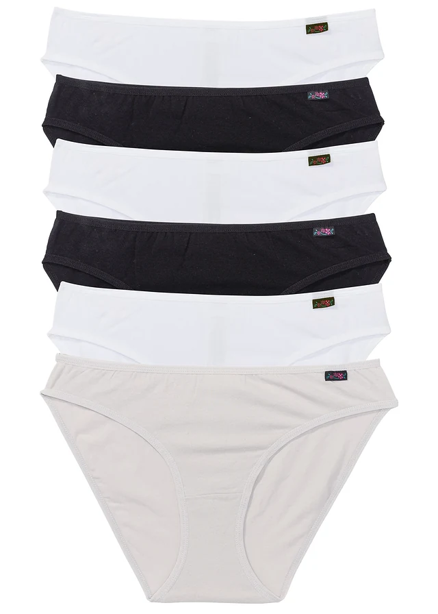 Slip van zacht katoen (set van 6) • zwart+wit+mat zilver • bonprix online shop