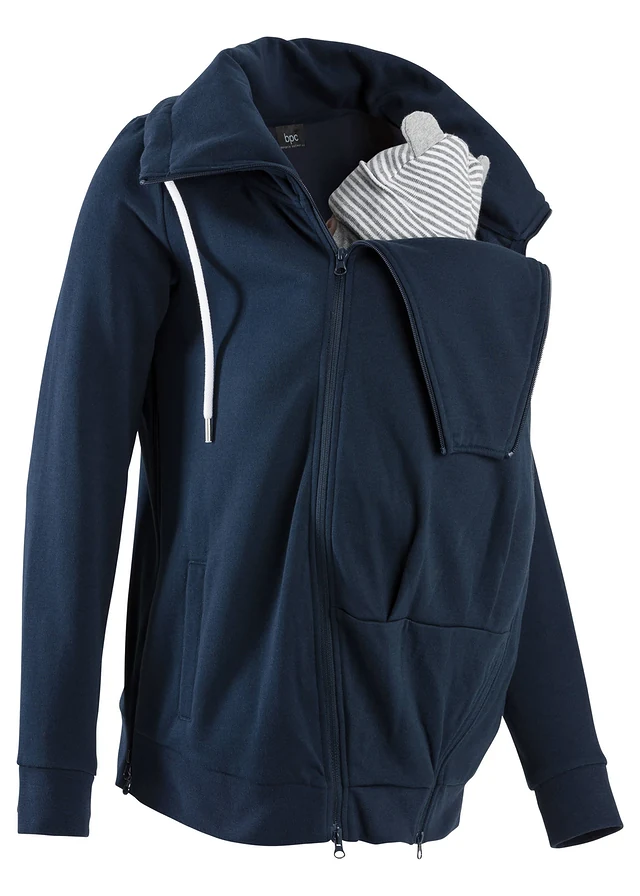 3-in-1 zwangerschaps sweatvest / draagvest, Kleur: donkerblauw