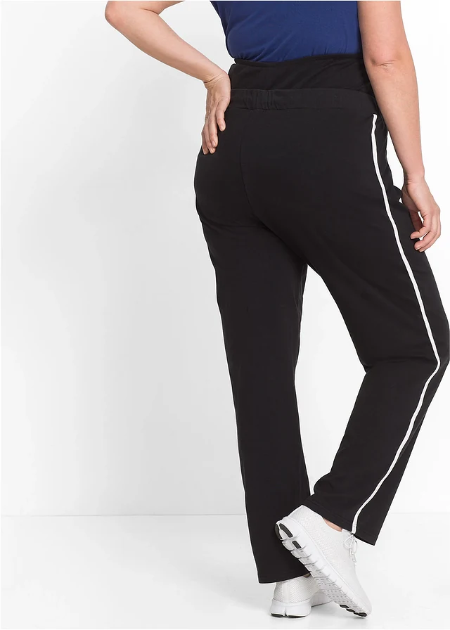 Zwangerschaps-joggingbroek van biologisch katoen, straight leg, Kleur: zwart