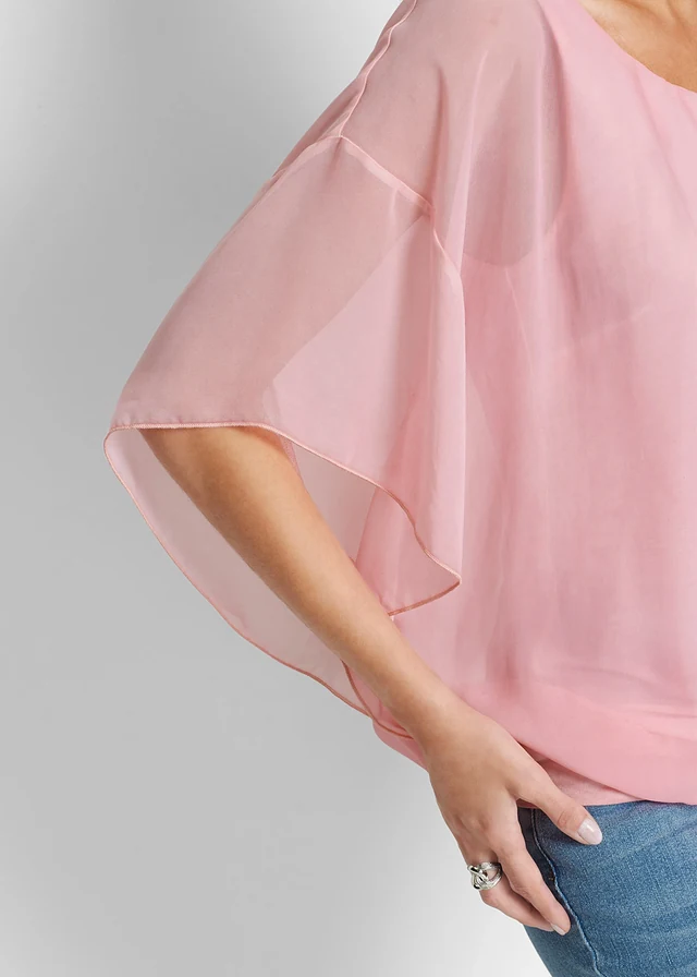 Chiffon blouse met ondershirt • poudreroze • product-page.page-title-suffix