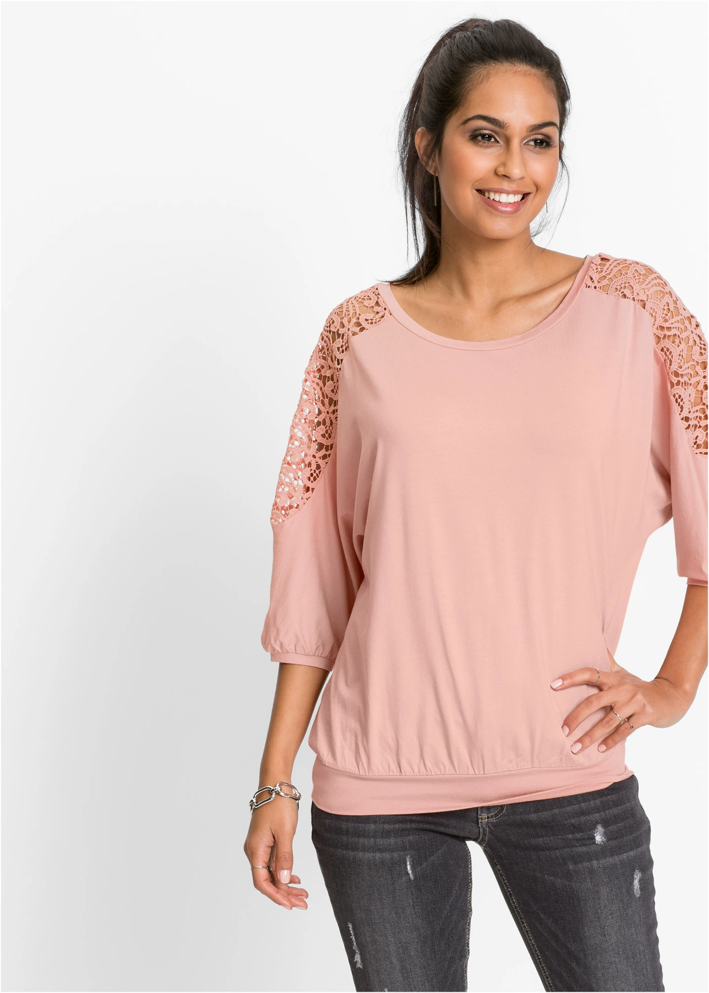 Bluză oversize din mix cu viscoză • roz vintage • magazin bonprix