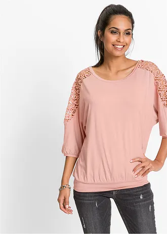 Oversized shirt in een viscosemix, Kleur: vintage roze