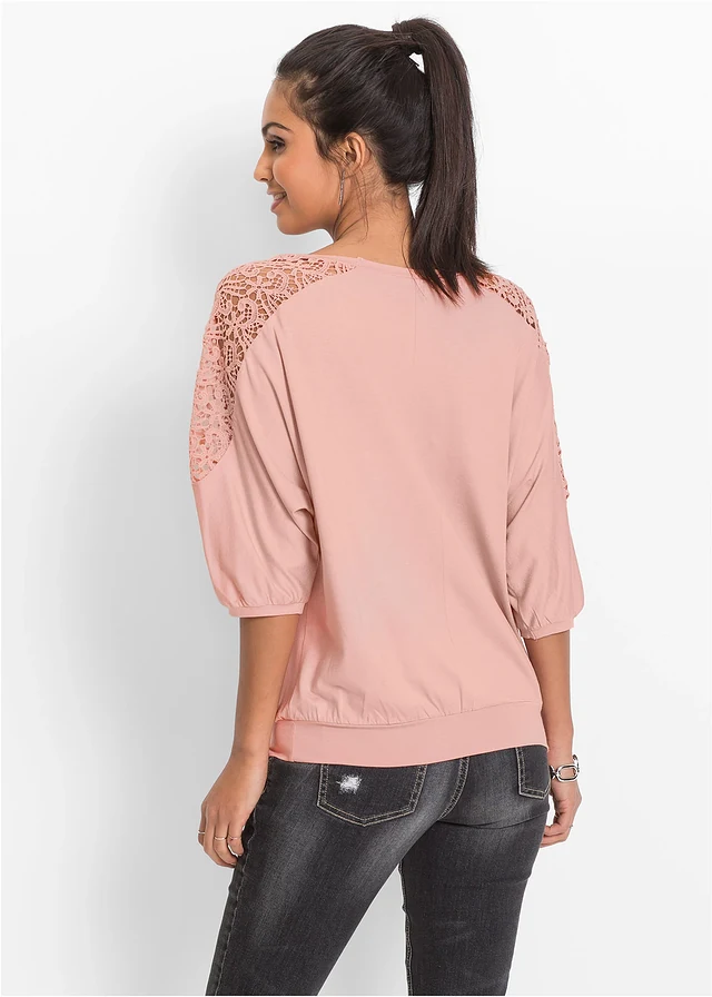 T-shirt oversize en viscose et dentelle • rose vintage • product-page.page-title-suffix