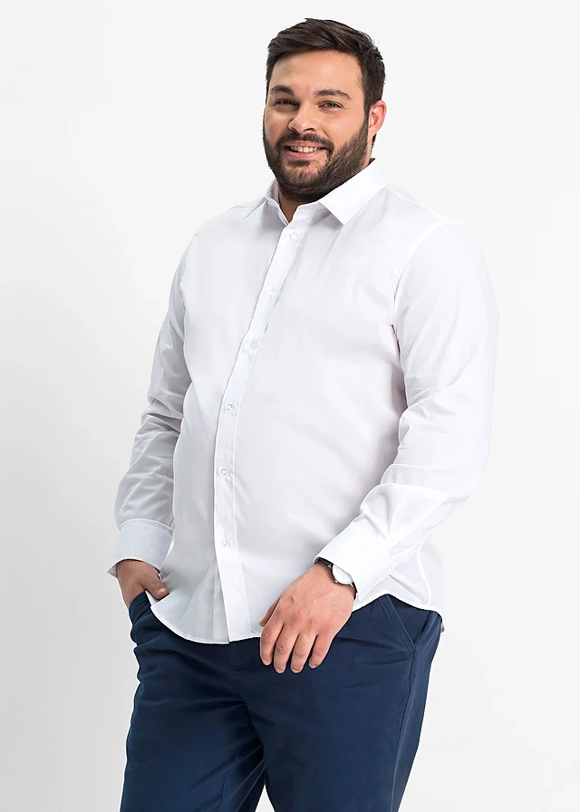 Chemise habillée extensible, slim, Couleur: blanc