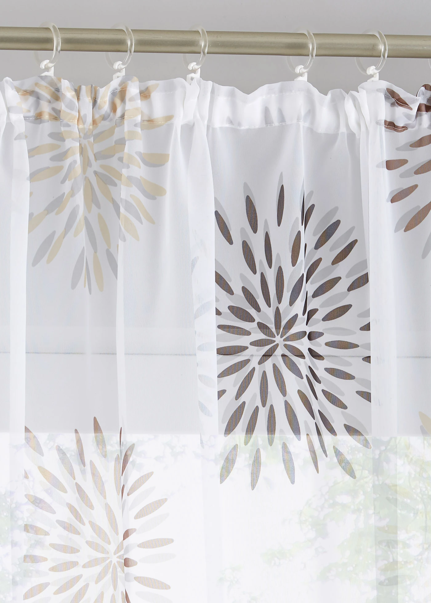 Voilage imprimé cercles (1 pce), aussi en XXL • blanc-marron • Boutique bonprix