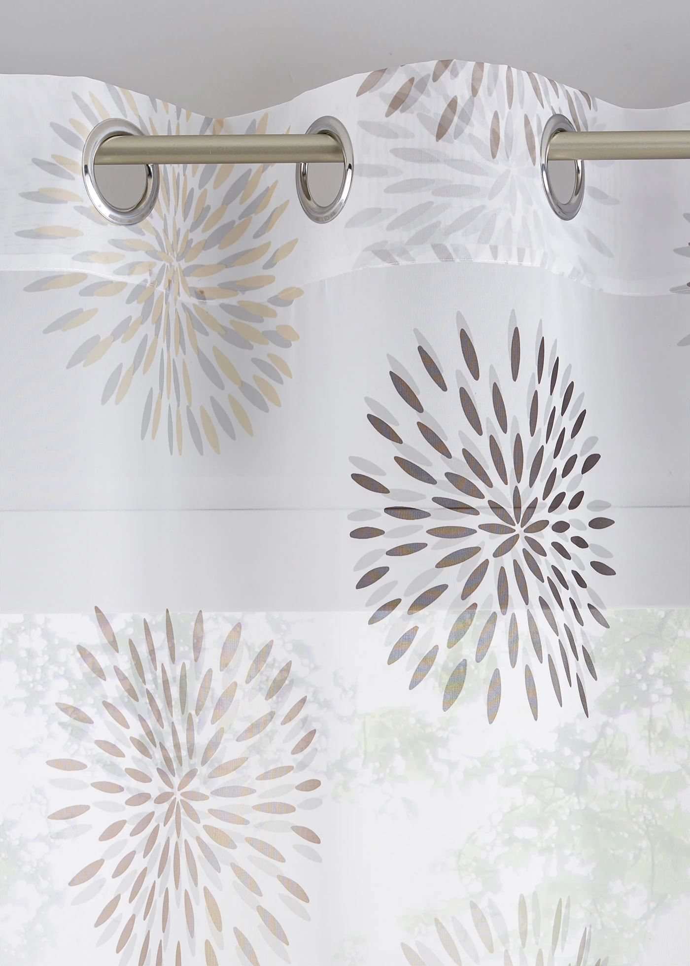 Függöny karikás mintával, extrahosszú méretekben is (1 db) • fehér/barna • bonprix áruház