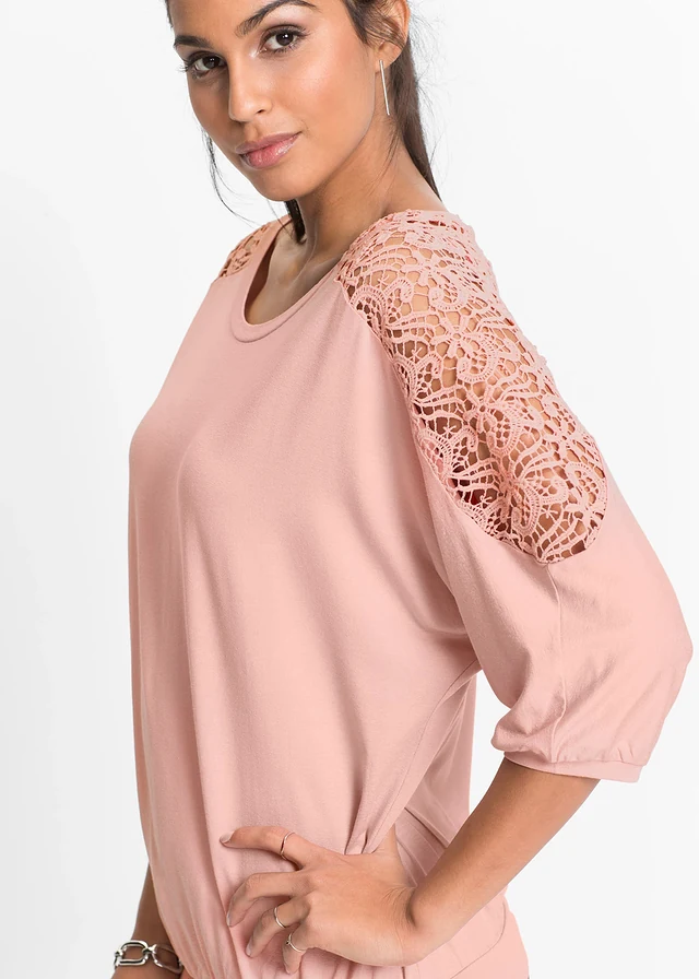 Bluzka oversize z mieszanki wiskozy • stary jasnoróżowy • sklep bonprix