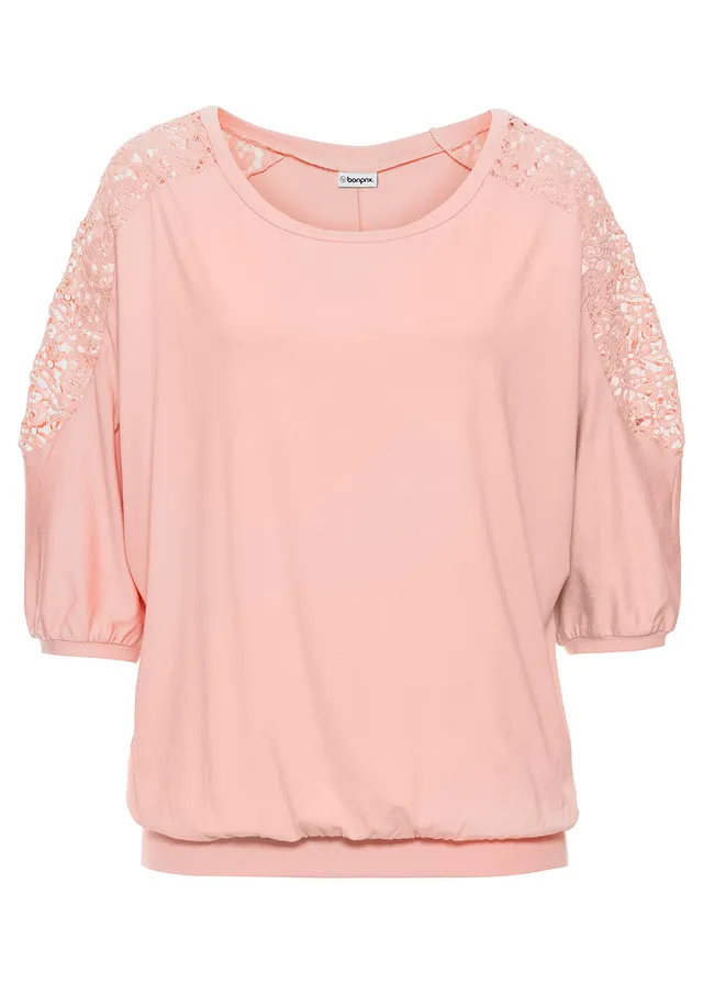 T-shirt oversize en viscose et dentelle • rose vintage • Boutique bonprix