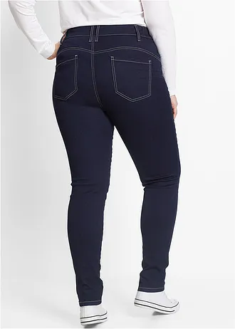 Slim fit jeans high waist, super stretch, Kleur: dark denim