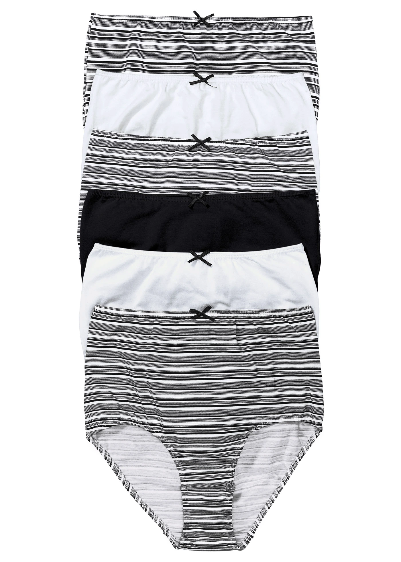 Lot de 6 slips taille haute • noir rayé • Boutique bonprix