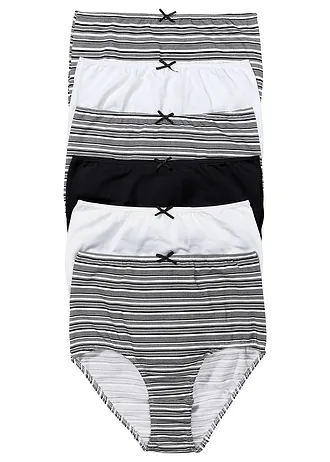 Lot de 6 slips taille haute • noir rayé • Boutique bonprix