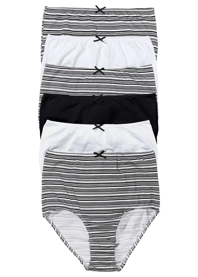 High Waist női alsó puha pamuttal (6 db-os csomag) • fekete/csíkos • bonprix áruház