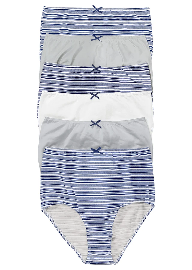 Chilot cu talie înaltă din bumbac moale (set/6 buc.) • albastru întunecat cu dungi • magazin bonprix