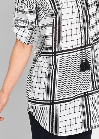 Dlouhá tunika z čisté bavlny • černo-bílá se vzorem • bonprix obchod