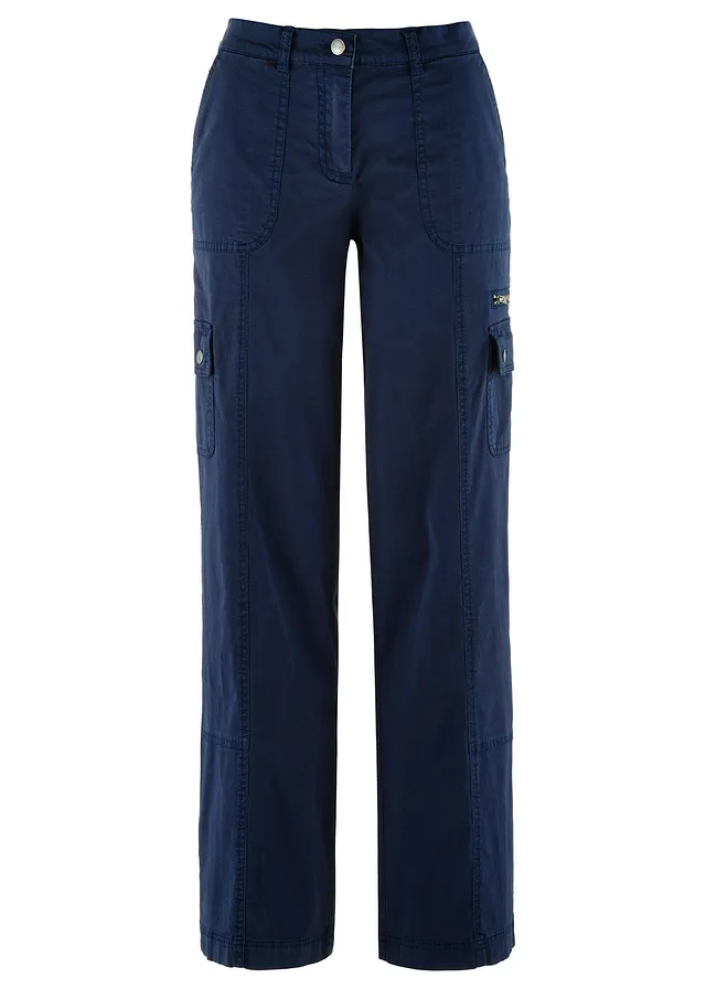 Pantaloni cargo cu talie medie din bumbac