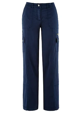 Jean cargo en coton, taille mi-haute