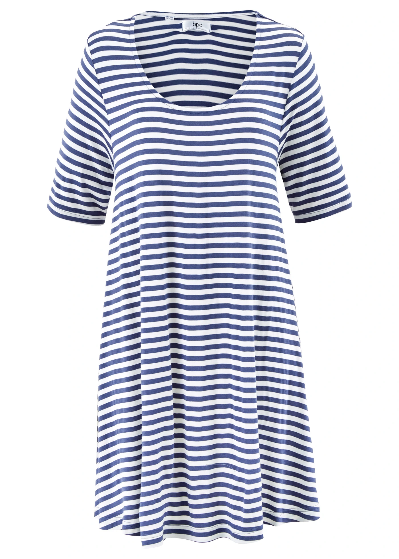 Bluză tip tunică din material cu viscoză • indigo/ecru dungat • magazin bonprix