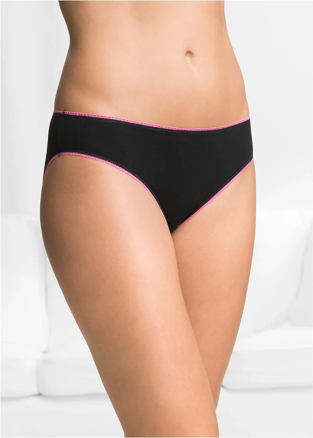 Slip met zacht katoen (set van 5), Kleur: zwart+multicolor