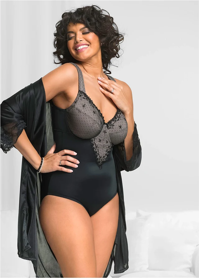 Minimizer body met beugels en gerecycled materiaal, Kleur: zwart