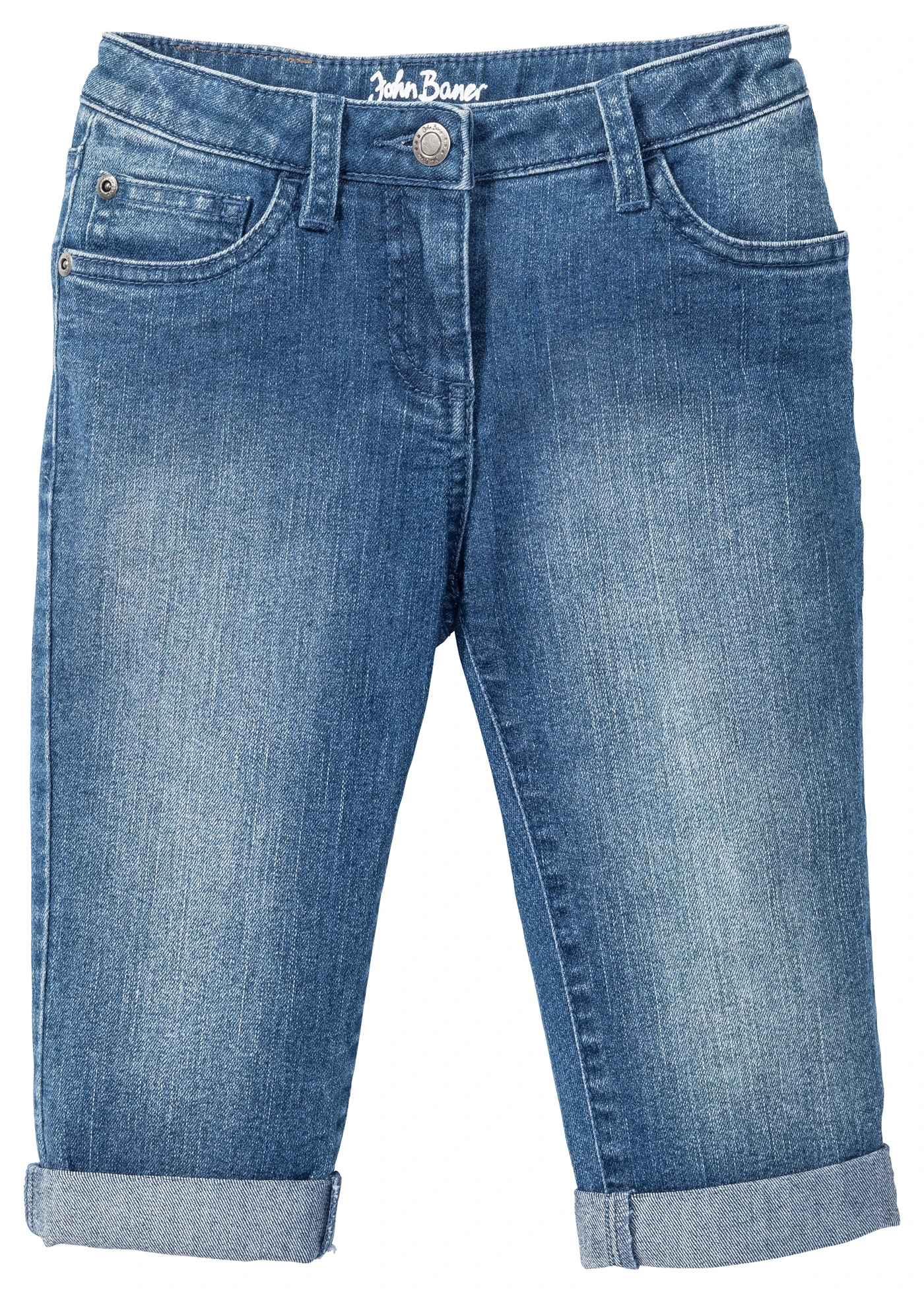 Capri farmer, Mid Waist, állítható derékpánttal • kék denim • bonprix áruház
