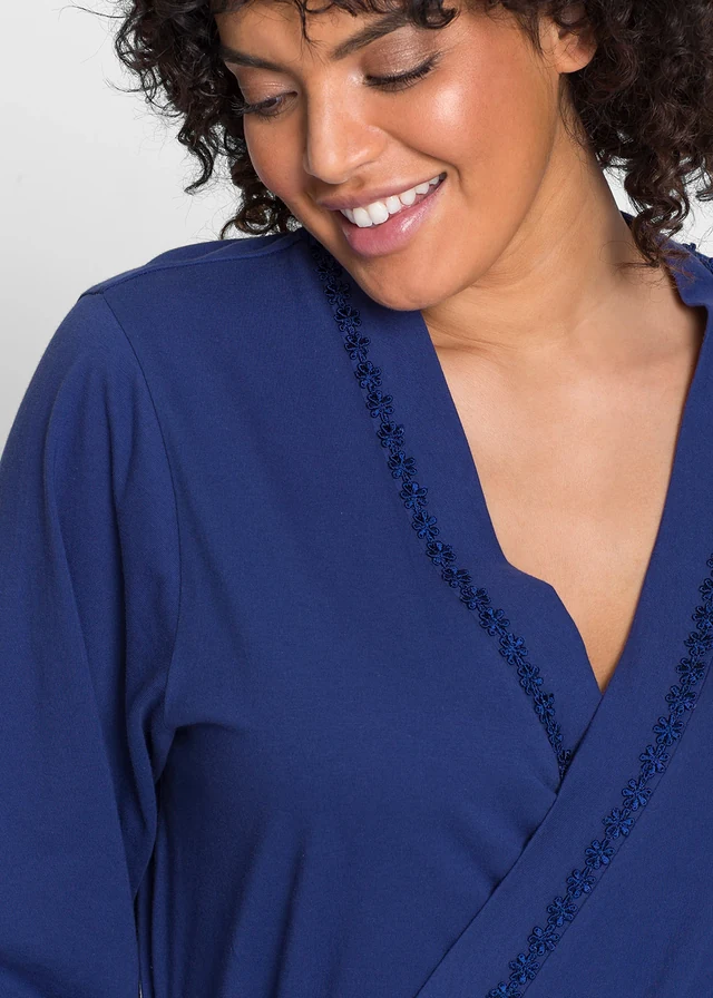 Peignoir en jersey, Couleur: bleu nuit