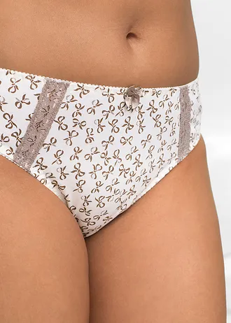 Slip met katoen (set van 3), Kleur: crème met print+taupe+crème
