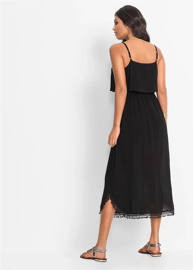 Robe longue en viscose texturée • noir • product-page.page-title-suffix