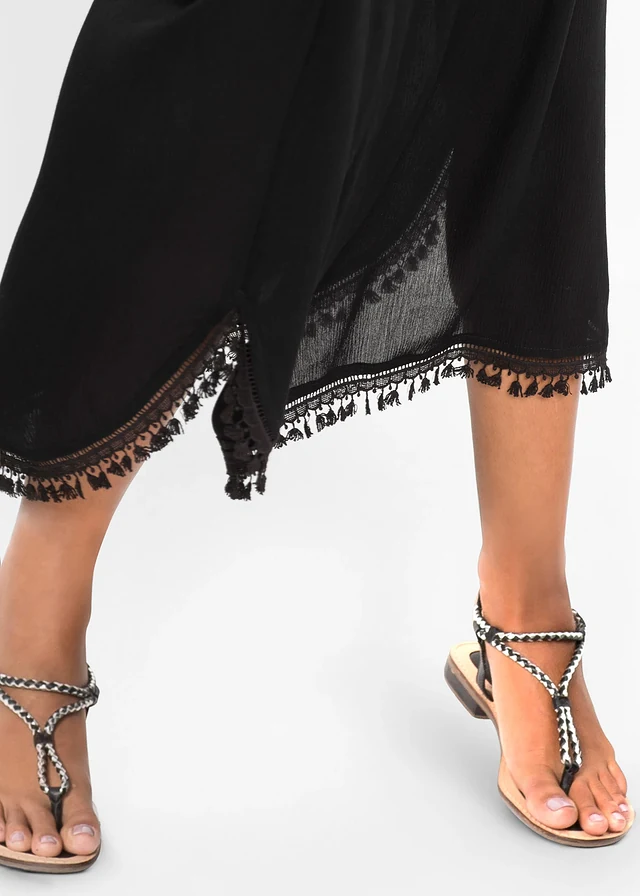 Rochie maxi din viscoză cu textură • negru • magazin bonprix
