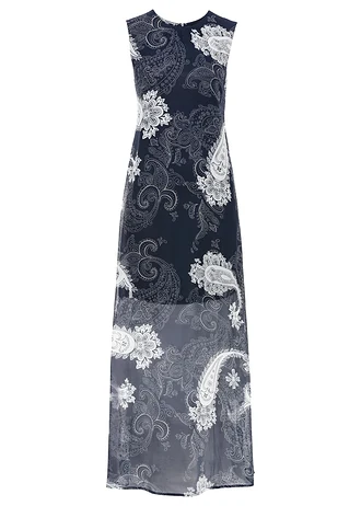 Maxi zomerjurk van chiffon, Kleur: donkerblauw