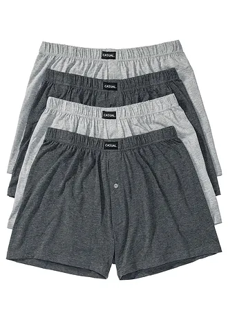 Lot de 4 caleçons en jersey coton doux • gris chiné • Boutique bonprix