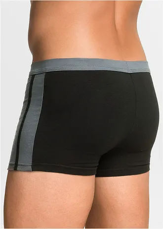 Úzké boxerky s bavlnou  (3 ks v balení) • černá + šedá • bonprix obchod