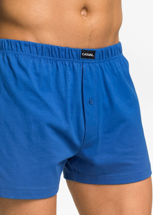 Lot de 3 caleçons en jersey coton, Couleur: noir + bleu + rouge