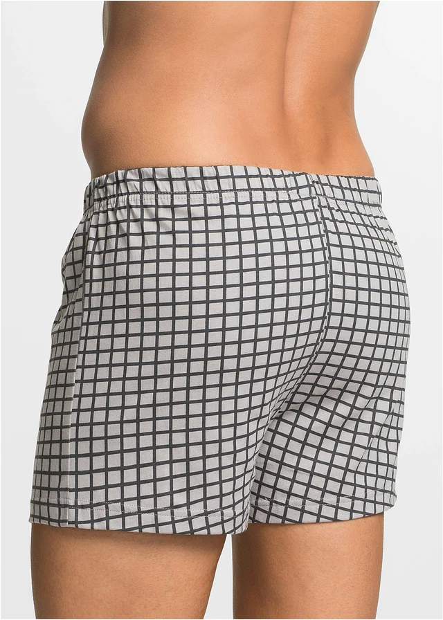 Wijde jersey boxershort van katoen (set van 3), Kleur: grijs+antraciet