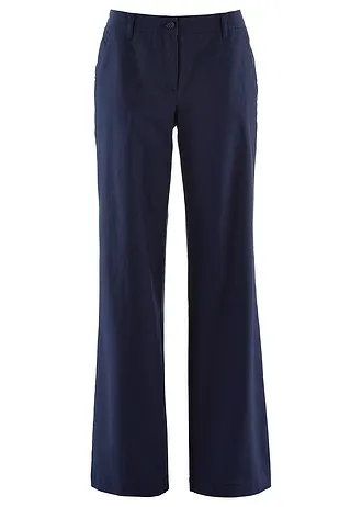 Geweven broek van linnen-katoenmix, Kleur: donkerblauw