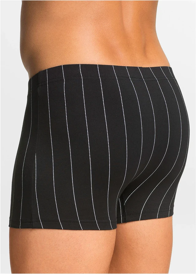 Lot de 3 boxers coton, Couleur: noir / blanc rayé