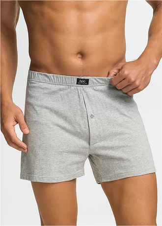 Lot de 4 caleçons en jersey coton doux • gris chiné • Boutique bonprix