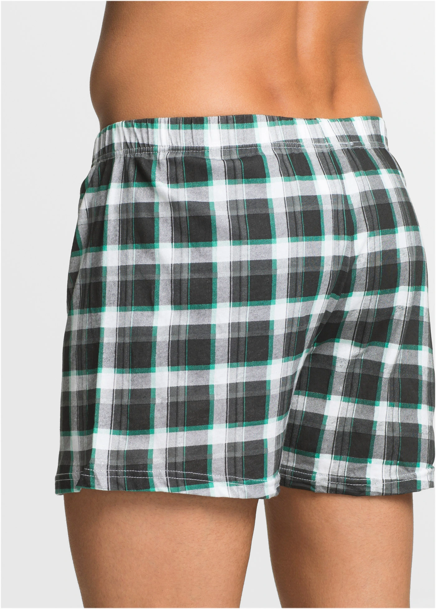 Wijde jersey boxershorts van katoen (set van 3) • geruit+grijs • bonprix online shop