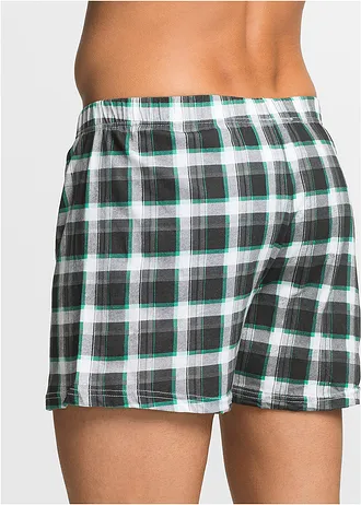 Wijde jersey boxershorts van katoen (set van 3) • geruit+grijs • bonprix online shop