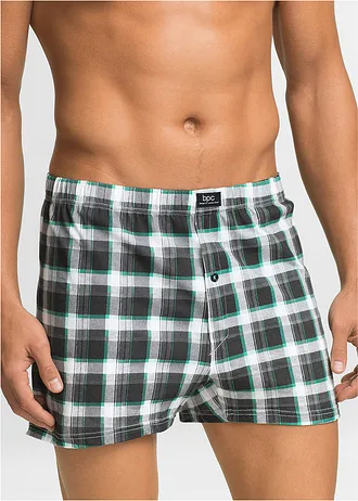 Chilot boxer lejer din jerse de bumbac  (set/3 buc.) • cadrilat + gri • magazin bonprix