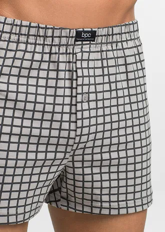 Volné žerzejové boxerky z bavlny (3 ks v balení) • šedá + antracitová • bonprix obchod