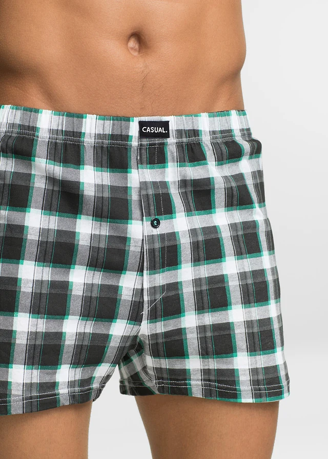 Chilot boxer lejer din jerse de bumbac (set/3 buc.) • cadrilat + gri • magazin bonprix