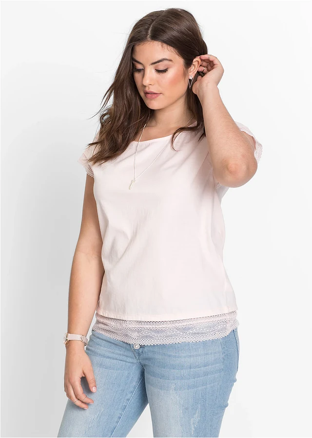 T-shirt boxy en coton, Couleur: rose