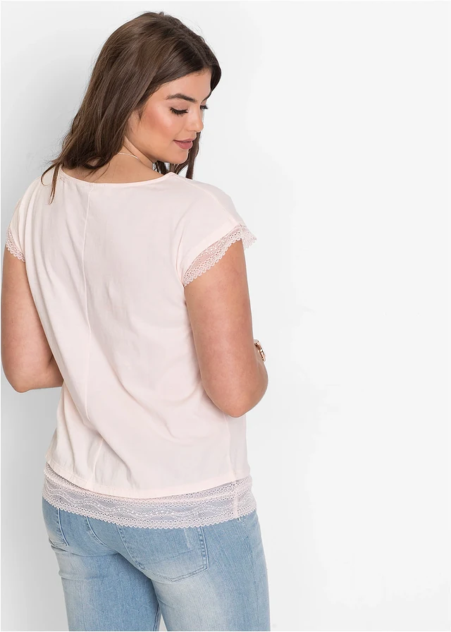 T-shirt boxy en coton, Couleur: rose