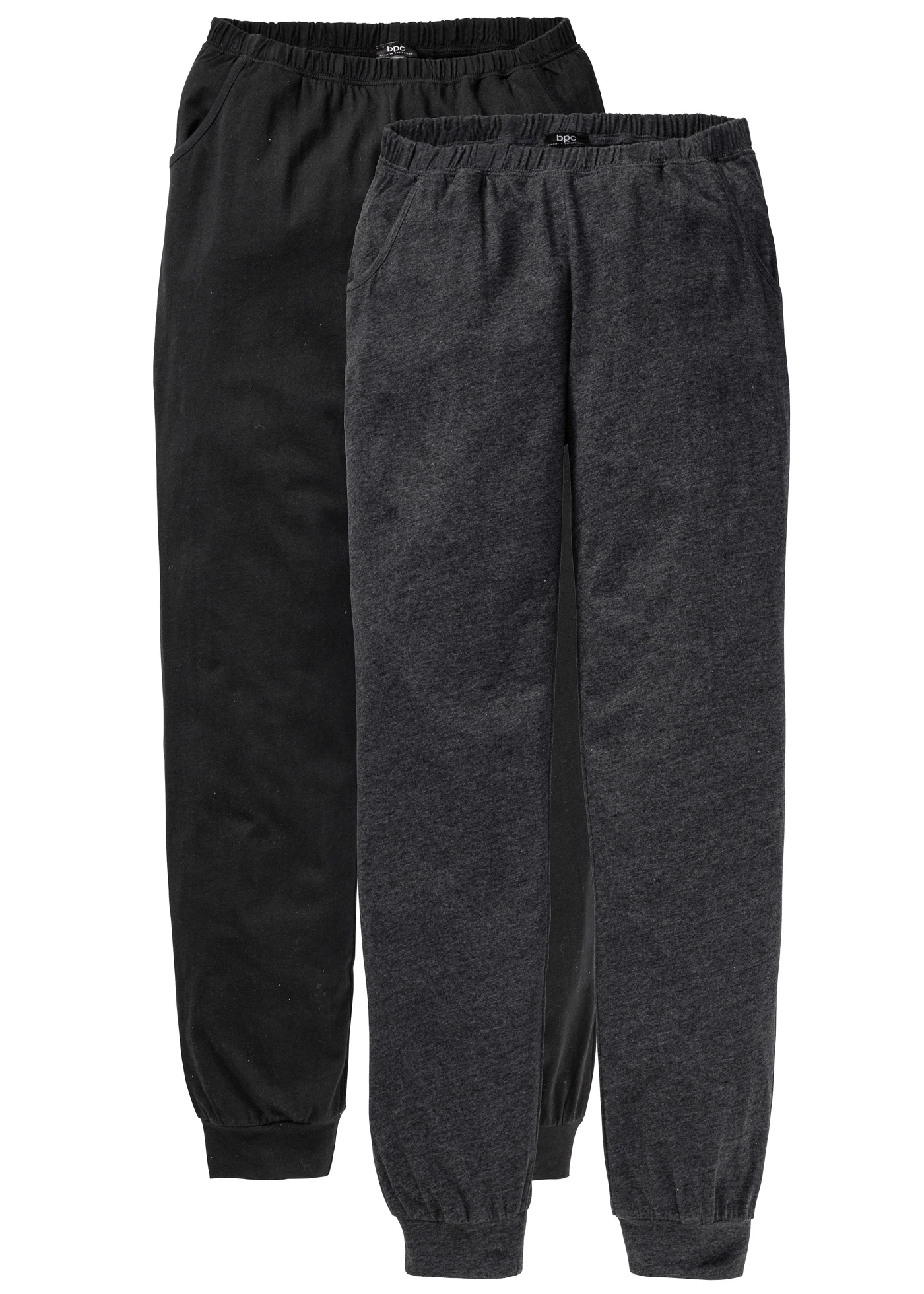 Hosszú pizsamanadrág (2 db-os csomag) • antracitszürke melírozott/fekete • bonprix áruház