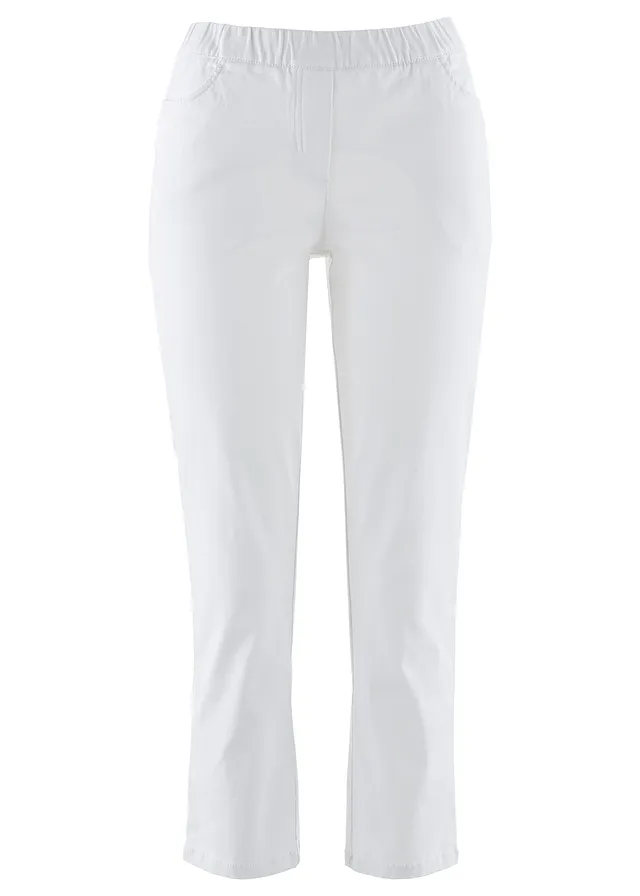 Pantaloni 7/8 cu talie elastică, cu stretch