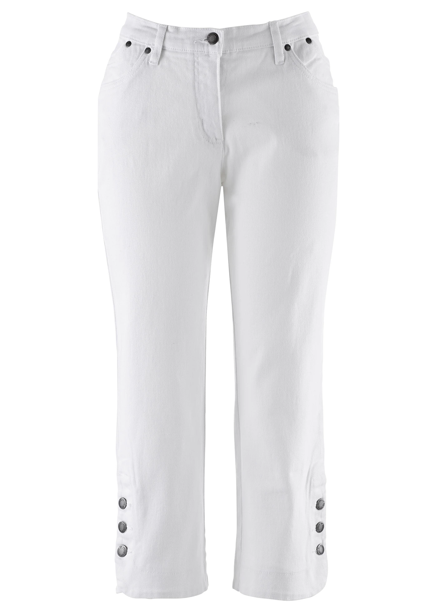 Capri džíny, Mid Waist • bílý denim • bonprix obchod