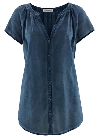 Bavlněná halenka Cold Dyed z udržitelné bavlny, krátký rukáv