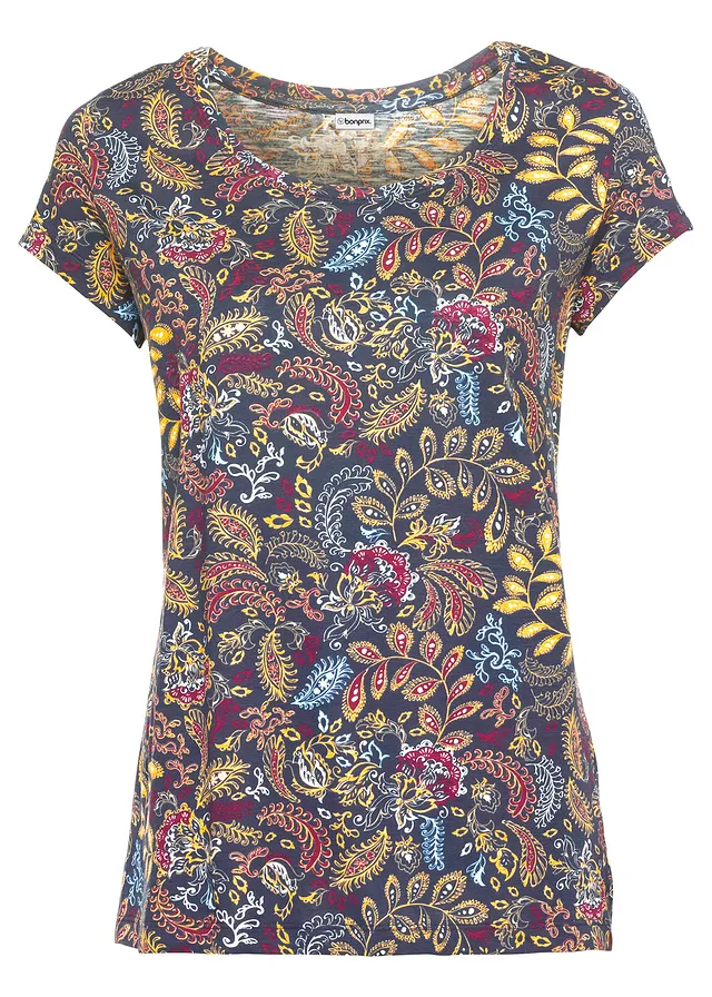 Bluză cu mâneci scurte, din bumbac, cu imprimeu