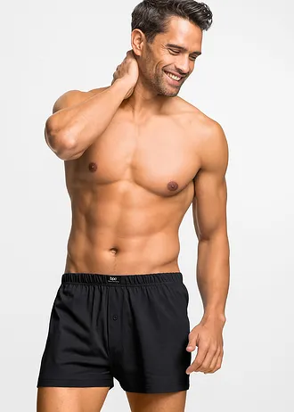Voľné džersejové boxerky z bavlny (3 ks) • čierna jednofarebná • obchod bonprix