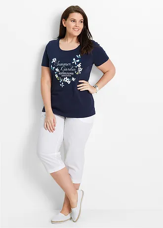 T-shirt coton, Couleur: bleu foncé imprimé